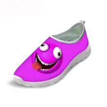 HYCOOL/Женская обувь на плоской подошве с забавным принтом лица из мультфильма; новые женские прогулочные повседневные дышащие кроссовки из сетчатого материала на платформе; женская обувь