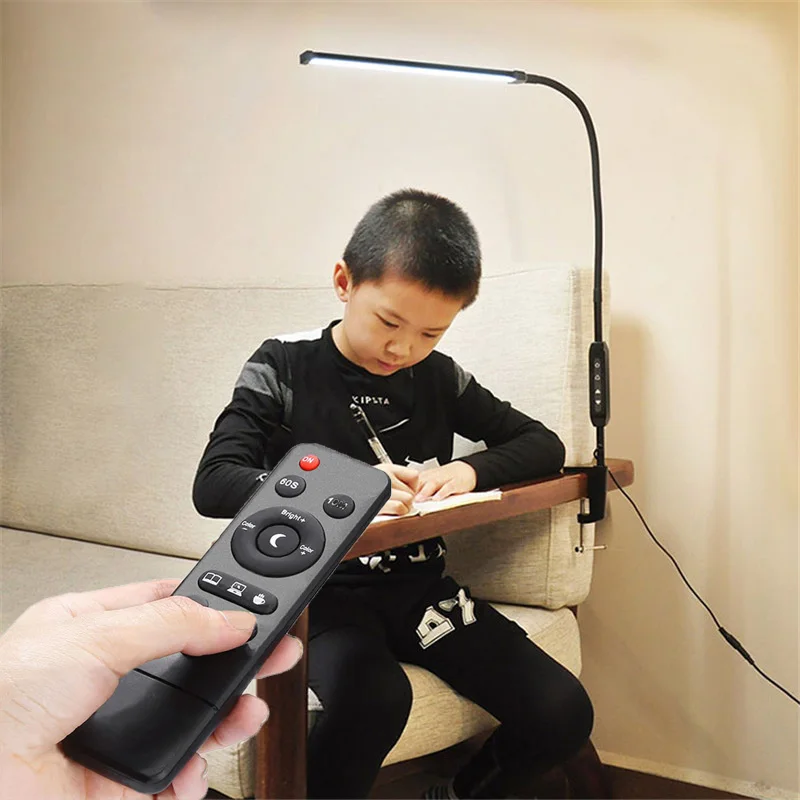 

Dimming Color Long Arm Table Lamp Clip Office Led Desk Lamp Remote Control Eye-Protected Lamp For Bedroom Led Light US/EU Plug