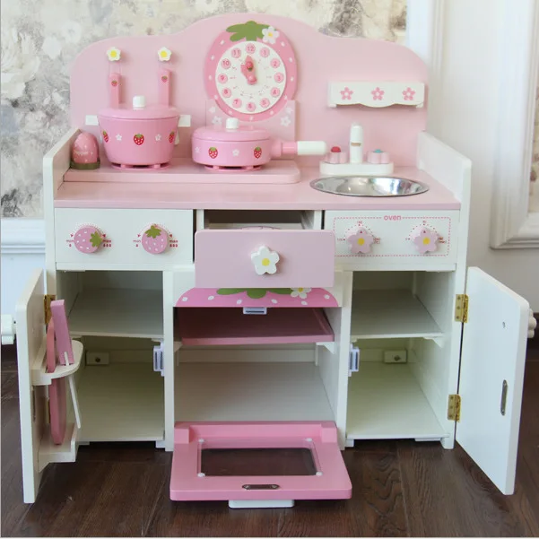 

Christmas Children Play House Autumn And Winter Alarm Clock Kitchen Set Stove Wooden Play House Cooking Toy