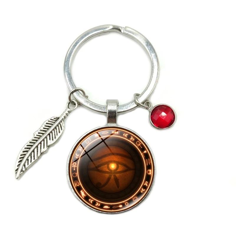 Новинка 2019 лидер продаж выпуклый брелок Horus Eye Time из стекла 8 цветов с листьями