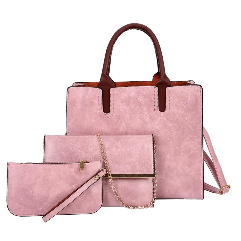 Женская сумка для улицы, одноцветная, из трех частей, модная кожаная сумка-почтальон, кошелек, сумочка,, bolsas feminina bolso