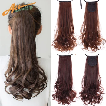 

Allaosify Synthetic Heat Resistant Women Ponytail Long Curly Clip in Hair Extension Ribbon Wrap Around on Hairpieces