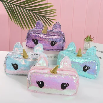 

Cute Unicorn Pencil Case Sequin School Pencil Cases Bag Stationery Pencilcase Kawaii Pencil Case For Girls School Supplies
