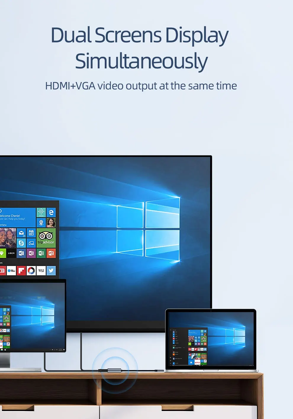 Адаптер Unnlink с USB 3 0 на VGA HDMI 1080P двойной выход дисплея многоэкранный Графический
