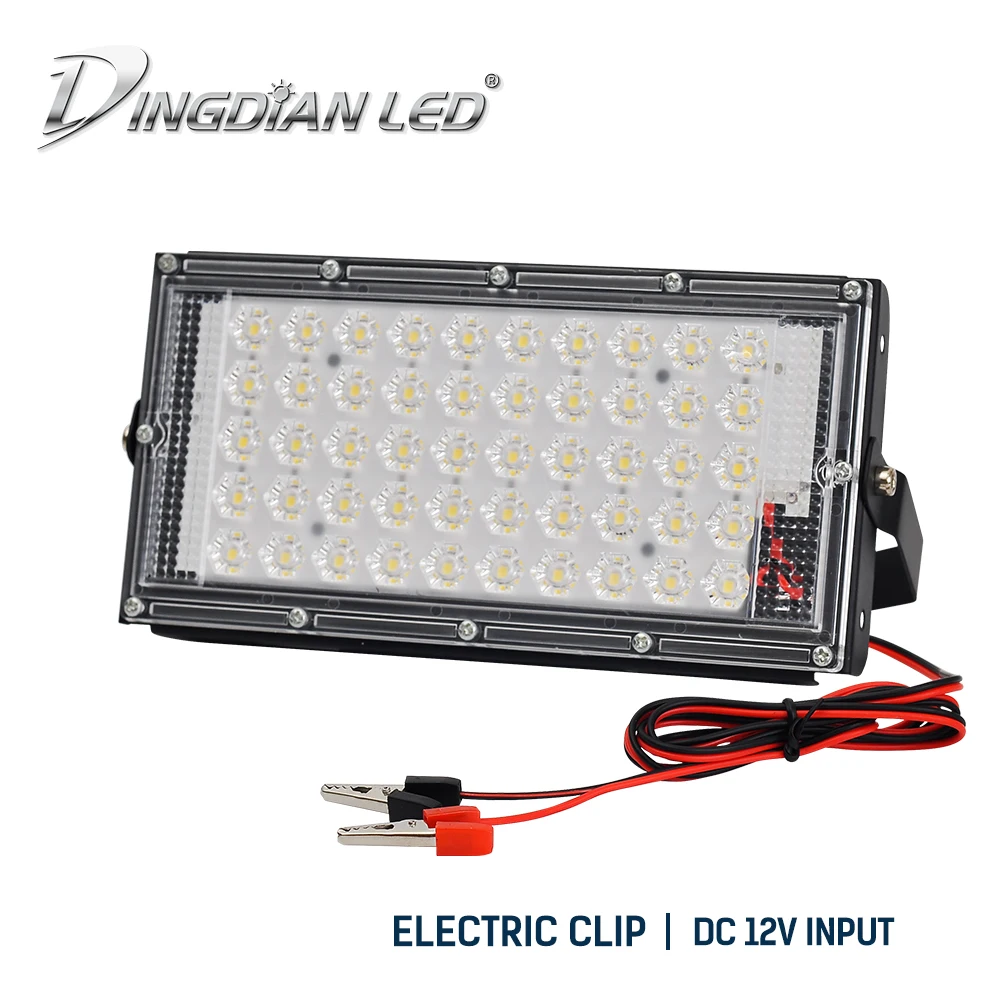 

Alligator Clip Projector Outdoor Waterproof Flood Light DC12V 50W LED Flood Light Xtra Bright Camping Lamp Night Market Lights