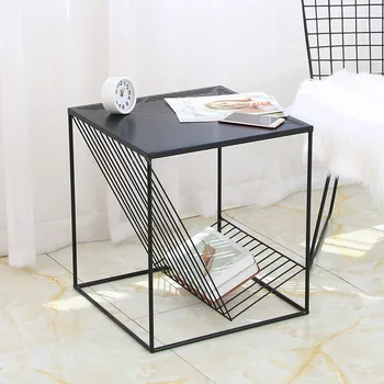 

Nordic Wrought Iron Square Small Coffee Table Simple Sofa Corner Modern Light Luxury Living Room Small Table Bedside Table
