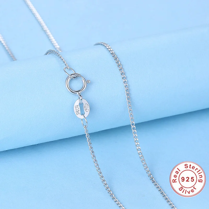 Original 925 Sterling Silver 1mm Cuban Link Chain Necklace for Women,Wholesale 925 Silver Fine DIY Jewelry Chain fit Pendant