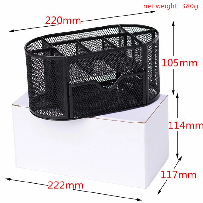 Metal Stationery Storage Basket 9 Grid Organizer Combination Storage Box Pencil Pen Sundries Badge Holder Office School Supplies