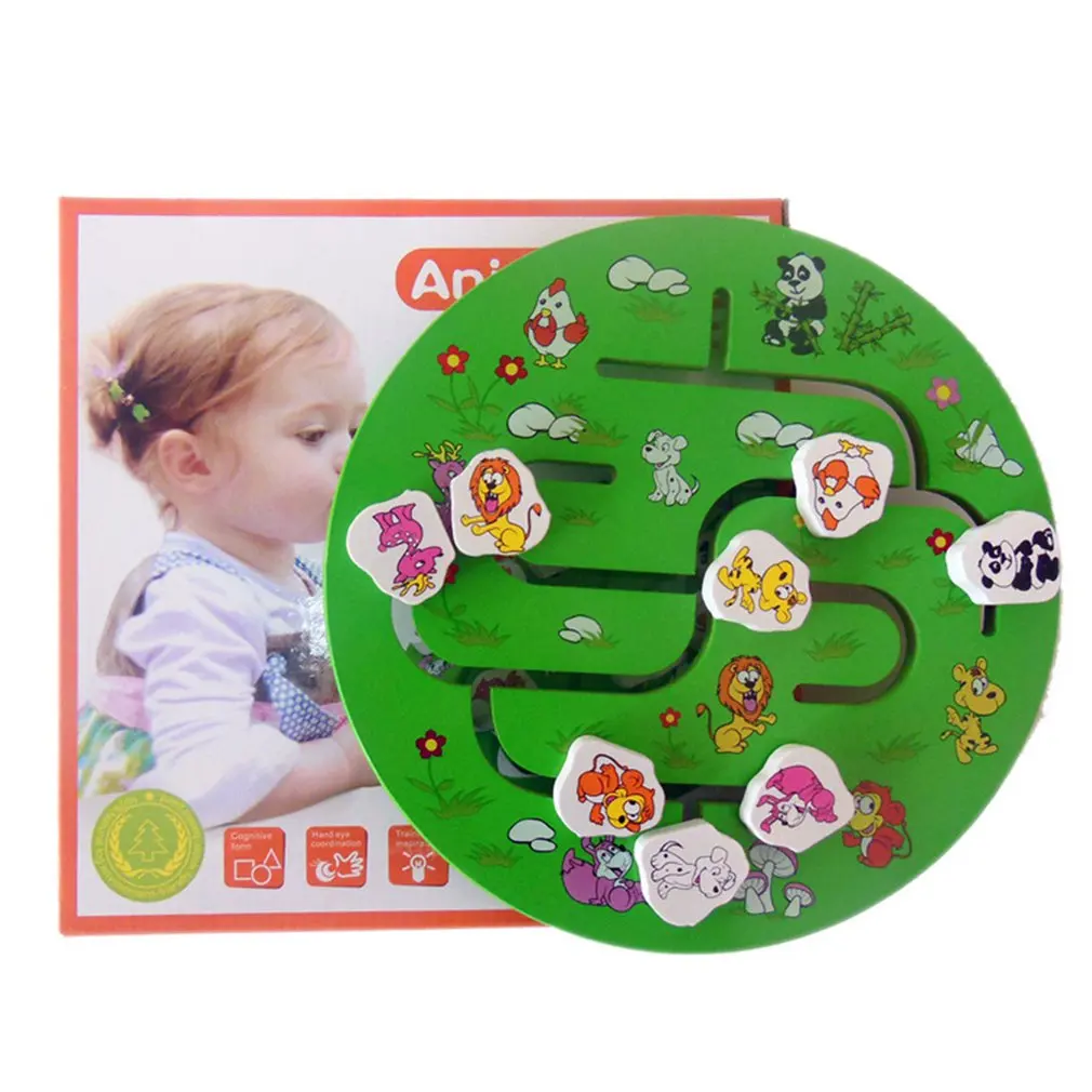 

Animal/Fruit Maze Baby Early Education Educational Wooden Toys Cartoon Animal Maze Creative Round Maze Toy