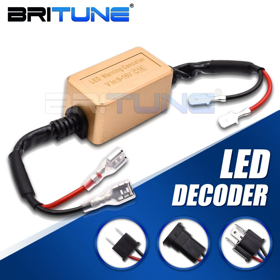 2X H7 LED Headlight Kit Canbus Decoder Anti-Flicker Error Resistor Relay Adapter 