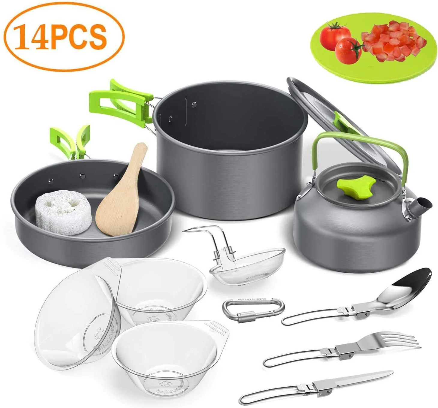 

Outdoor Camping Cookware Set Camping Pan Kettle Set Folding Tableware Picnic Tools Plates and Bowls Set for Trekking Hiking Picn