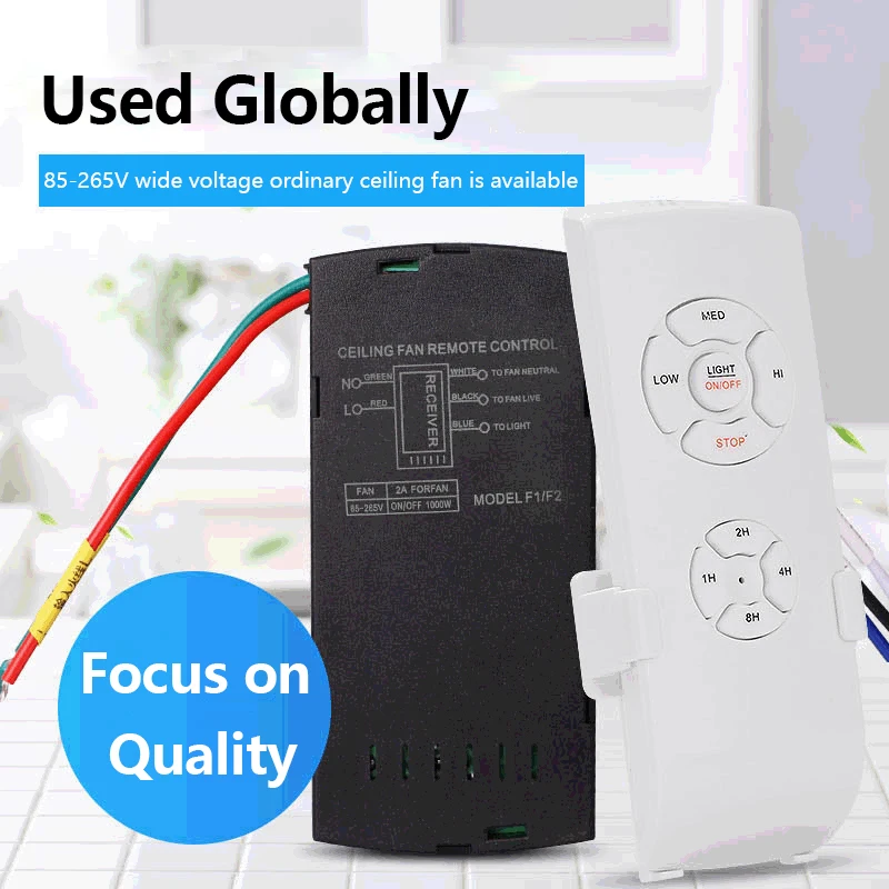 Smart Universal Ceiling Fan Lamp Remote Control Kit 110-240V Timing Setting Switch Adjusted Wind Speed Transmitter Receiver