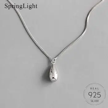 

Springlight Simple Water Drop Clavicle Pendant Necklace Real 925 Sterling Silver Handmade Fine Jewelry Necklaces for Women