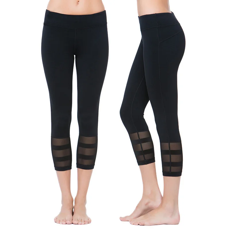 

SFIT Mesh Patchwork Women mid-calf Length Trousers Plus Size Sexy Fitness Yoga Leggings Running Pants Sports Running Pants