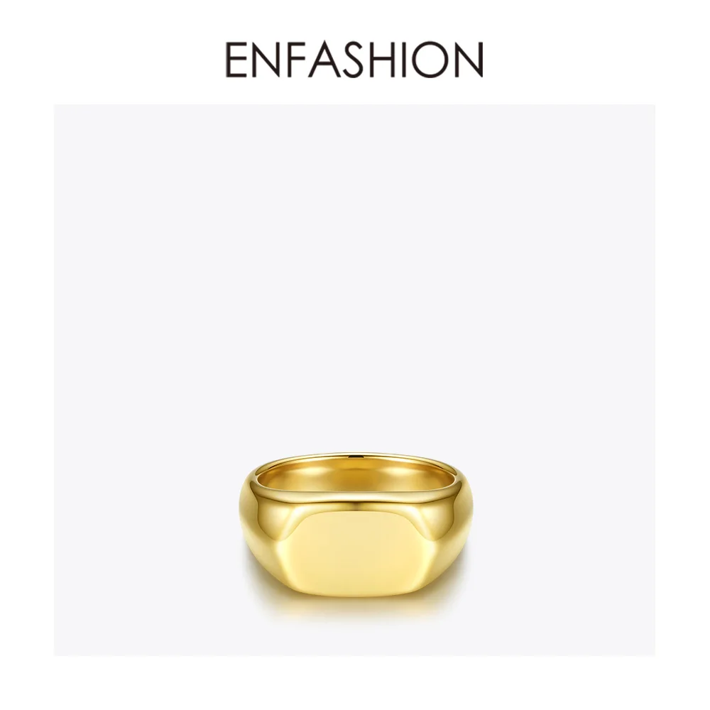 Женское плоское кольцо ENFASHION из нержавеющей стали в стиле панк золотого цвета