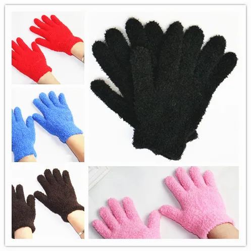 

Children Candy-Colored Warm Magic Gloves Men And Women Solid Color Half of Cashmere Coral Velvet Towel Gloves
