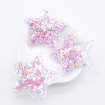 

8Pcs/lot 50mm Star Transparent PVC Filling Multicolor Sequin Applique for DIY Crafts Headwear Hair Clips Accessories Patches C24