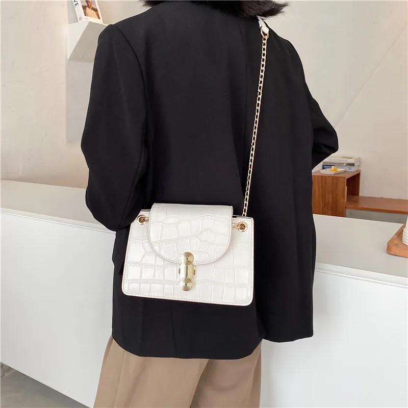 

Stone Pattern Pu Leather Crossbody Bags for Women 2020 New Elegant Chain Small Shoulder Bag Lady Chic Solid Color Tote Handbag