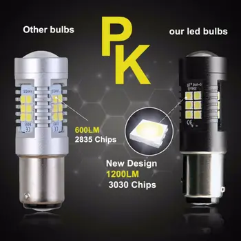 

White LED Light 3030 SMD P21W 1157 BAY15D 6000K 1000-1200LM Aluminum Bulb