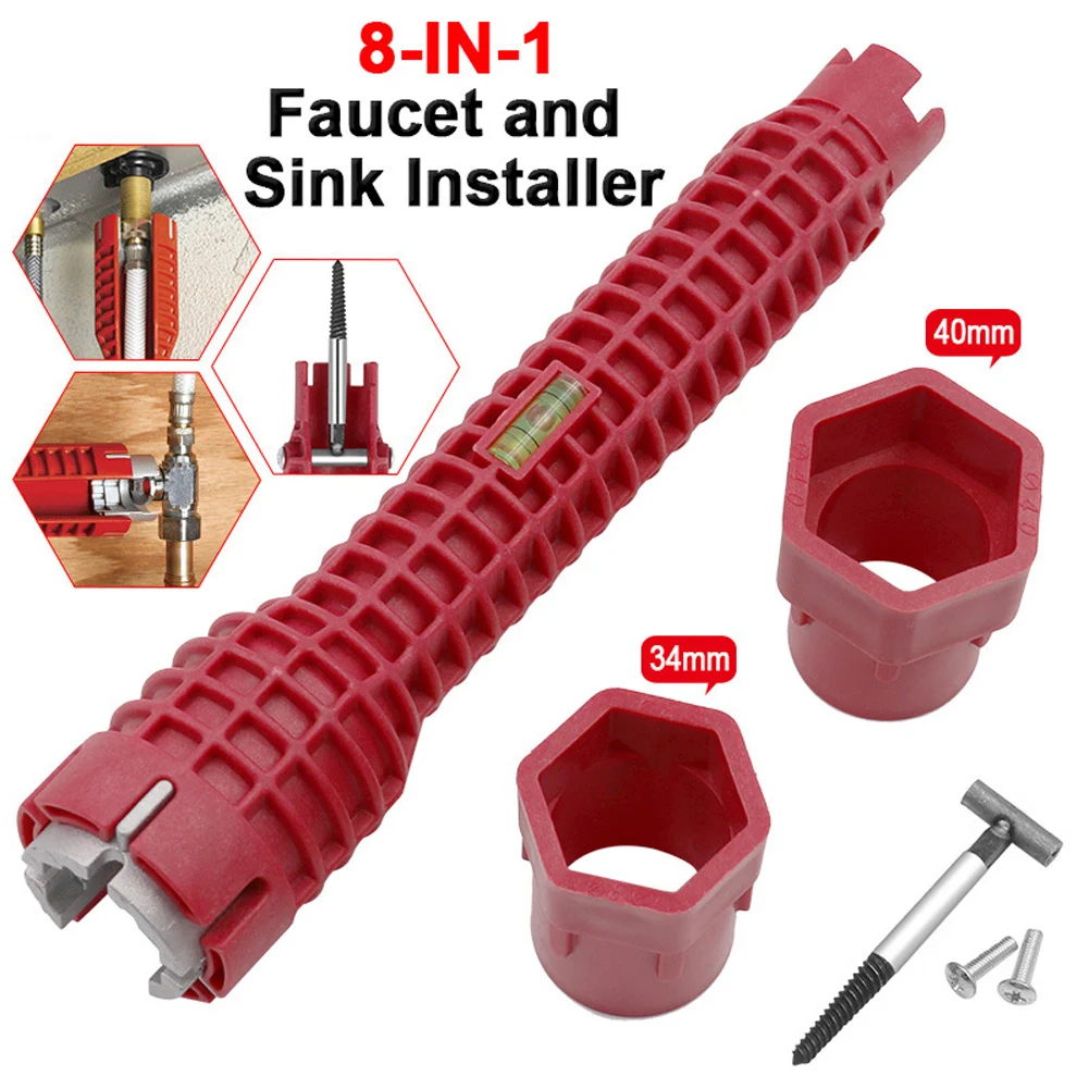 

New 8 In 1 Faucet and Sink Installer Wrench Multifunctional Anti-Slip Wrench Tool For Kitchen Bathroom Double Head Wrench