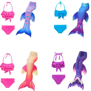 

Mermaid Costume Swimsuit Kids Swimmable Mermaid Tail for Girls Swimming Bating Suit Can Add Monofin Fin Swimwear Women