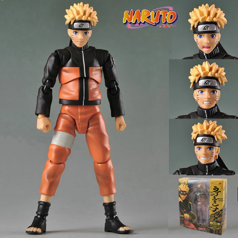 Naruto A set Хорошее ремесло ПВХ аниме подвижные Наруто фигурка Саске Какаши собрать формовочные суставы сменная модель игрушки подарки - Цвет: Naruto A set