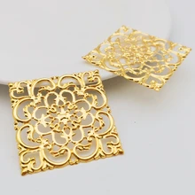 

20 Pieces 40mm Gold color/White K/Antique bronze Metal Filigree Flowers Slice Square Charms base Setting Jewelry DIY Components