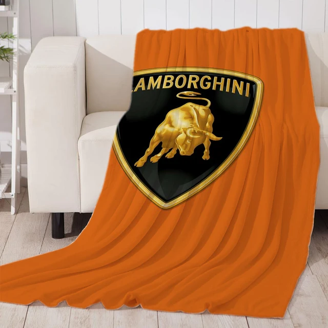 Luxury Lamborghini Sports Car Logo Blanket, Plush Warm Blanket for Winter Bedding, Sofa and Plush House Warm Decoration Gifts Brown