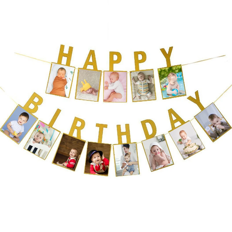 1 Ensemble Joyeux Anniversaire Photo Cadre Banniere Bebe Douche Garcon Fille Adulte Fete D Anniversaire Guirlande Bruant Enfants Premier Anniversaire Fournitures Aliexpress