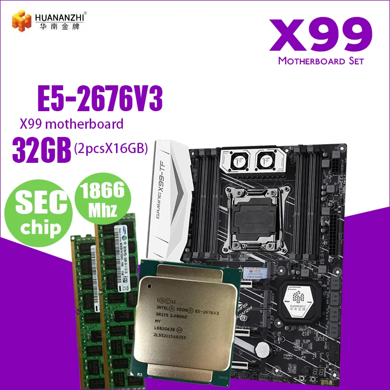 X99 Материнская Плата dual M.2 NVME slot поддержка DDR3 DDR4 LGA2011-3 LGA 2011 Intel Xeon E5 2676 V3 32 Гб 16 Гб* 2PCS1866MHz комплект памяти