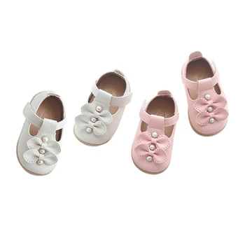 

Autumn Baby Girl Anti-Slip Casual Walking Shoes Pearl Bowknot Design Sneakers Soft Soled First Walkers