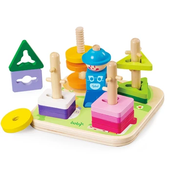 

Wooden Wooden Shape Sorter Pairing Stacking Blocks Game Developmental Baby Educational Toy New
