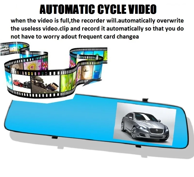 4,5 дюймов Автомобильный видеорегистратор заднего вида, видеорегистратор Full HD 1080 P, автоматическая камера, зеркало заднего вида с двойным объективом, видеорегистратор, видеорегистратор