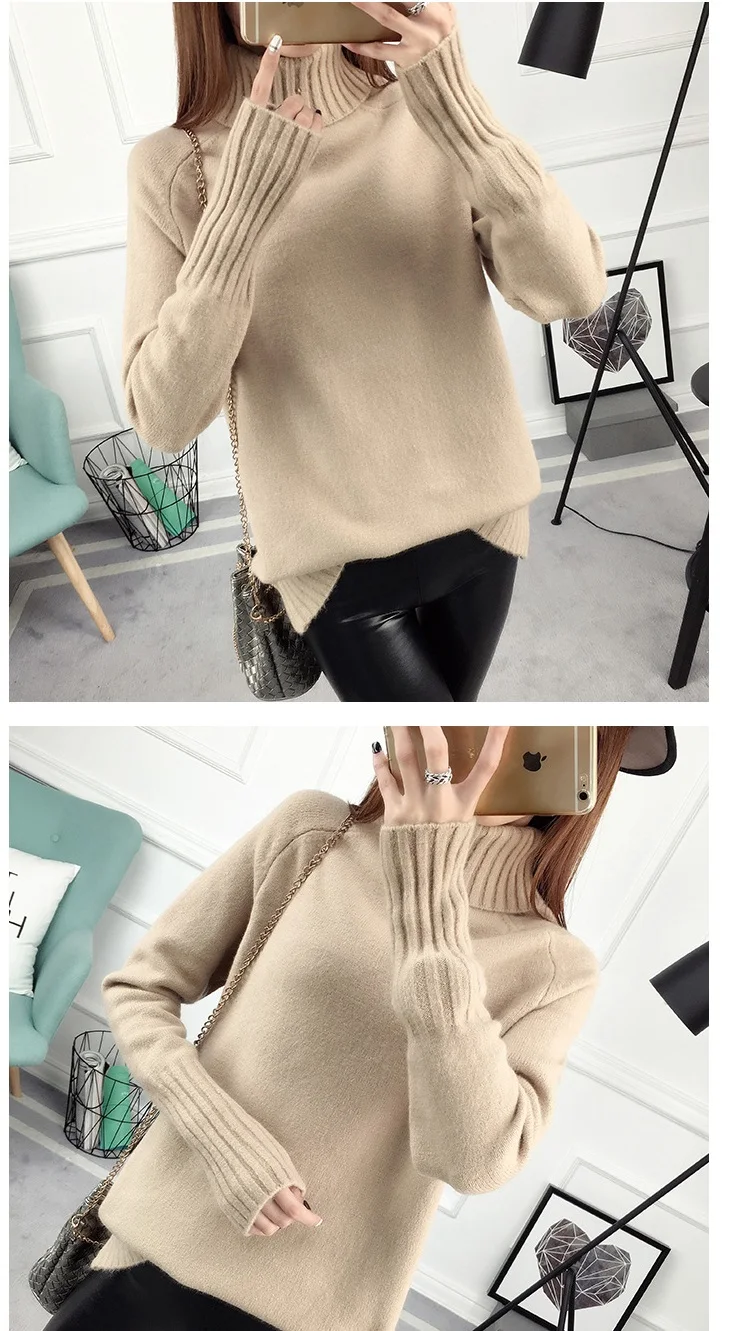 Vicky Autumn Winter Sweater Women O Neck Loose Women Sweater Knitted Thick Long Sleeve Pullover Plus Size Sweater