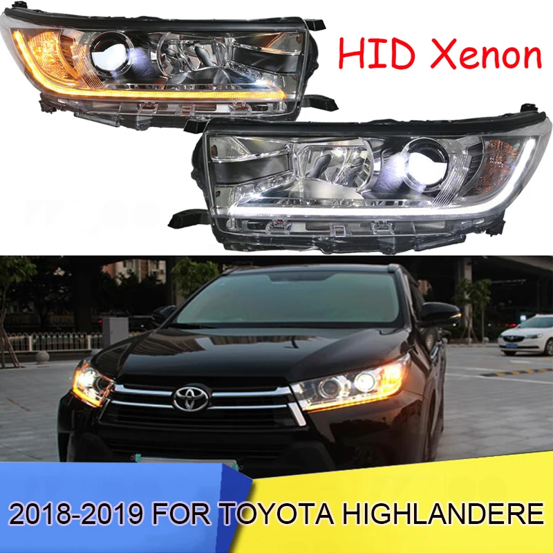2 шт. автомобильный Стайлинг для Highlander фары для Toyota светодиодный фары DRL Биксеноновые линзы Высокий Низкий луч парковка противотуманные фары