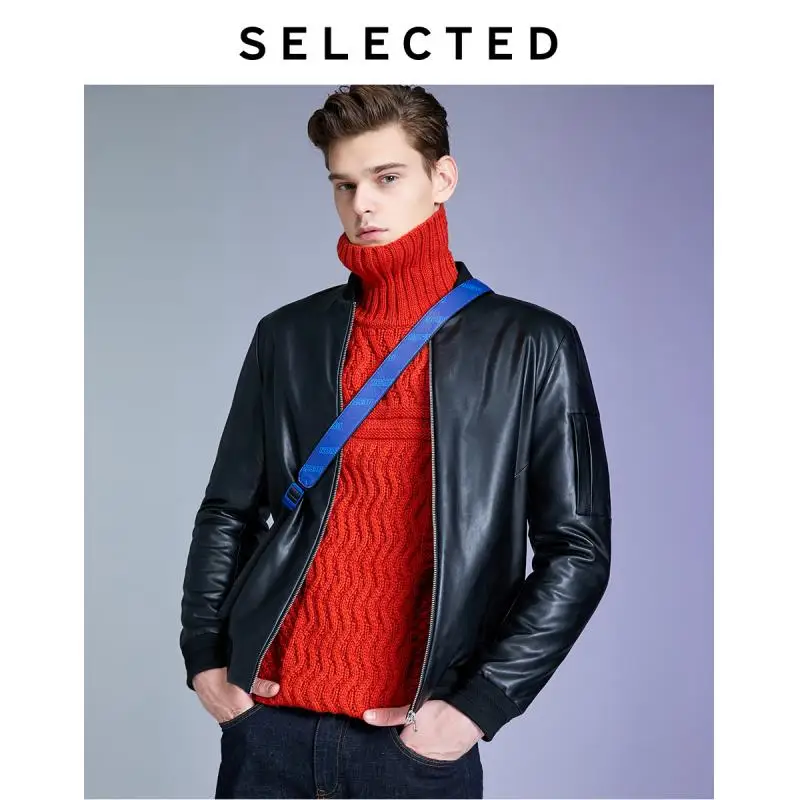 

SELECTED Men Leather Jacket Winter Baseball Collar Motorcycle PU L | 4194P3511