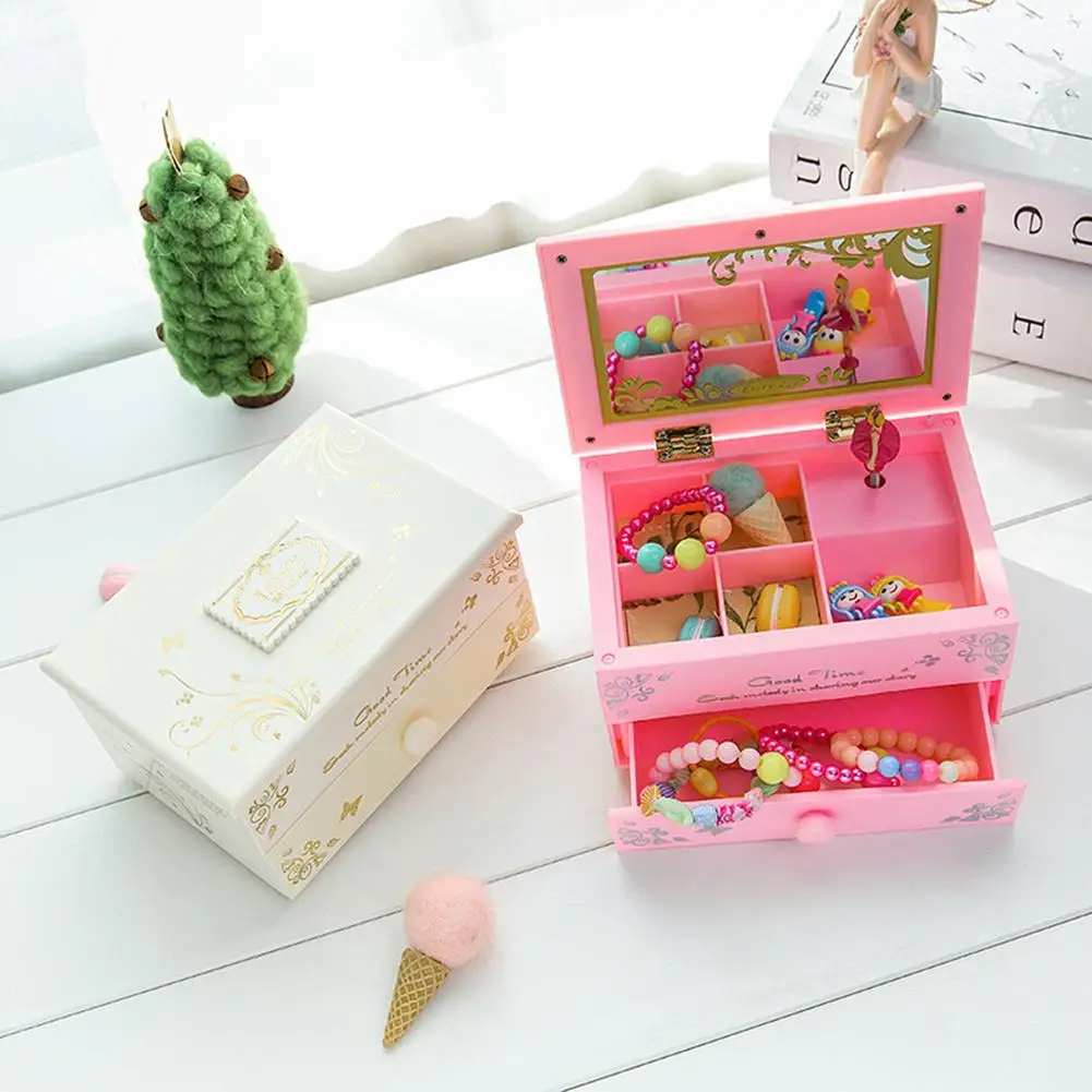 

Jewelry Storage Box Organizer for Girl Woman Dancing Ballerina Girl Music Box Mirror Jewelry Storage Organizer Birthday Gift Wed