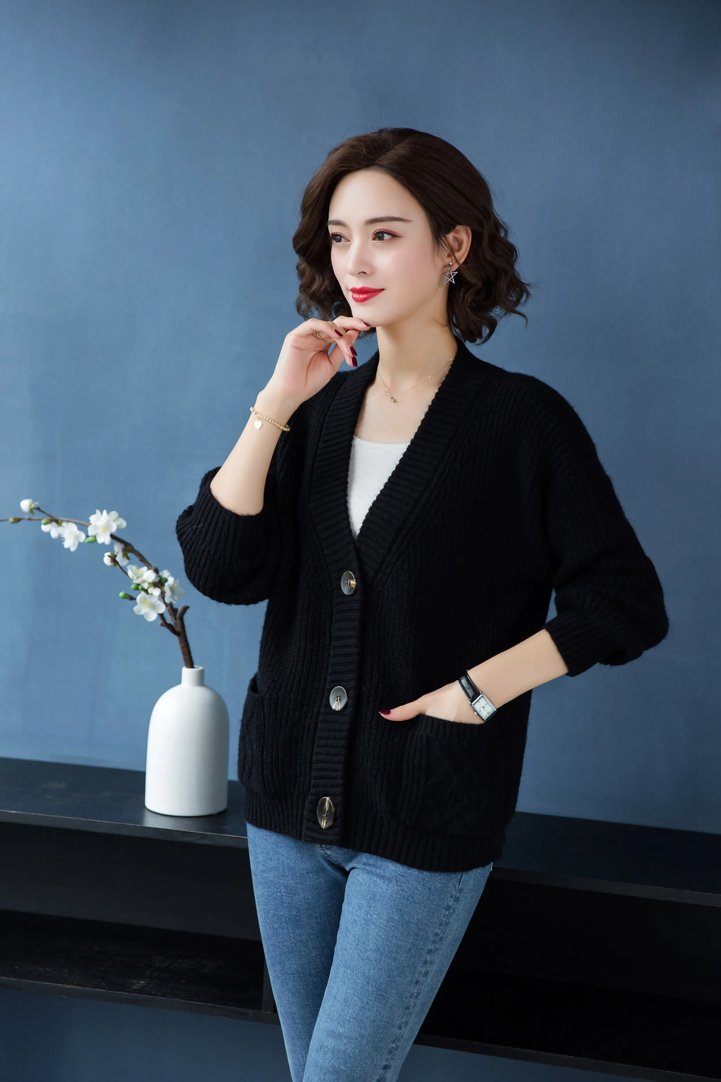 YISU Fashion Solid Knitted Cardigan Women Casual Long Sleeve Autumn winter Female Crochet Short paragraph Cardigans Women