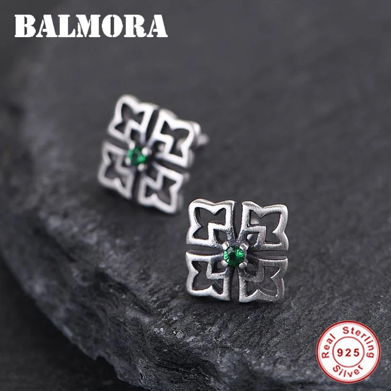 BALMORA Настоящее серебро 925 проба традиционные Тотем серьги гвоздики для женщин леди винтажный подарок элегантные ювелирные изделия Brincos