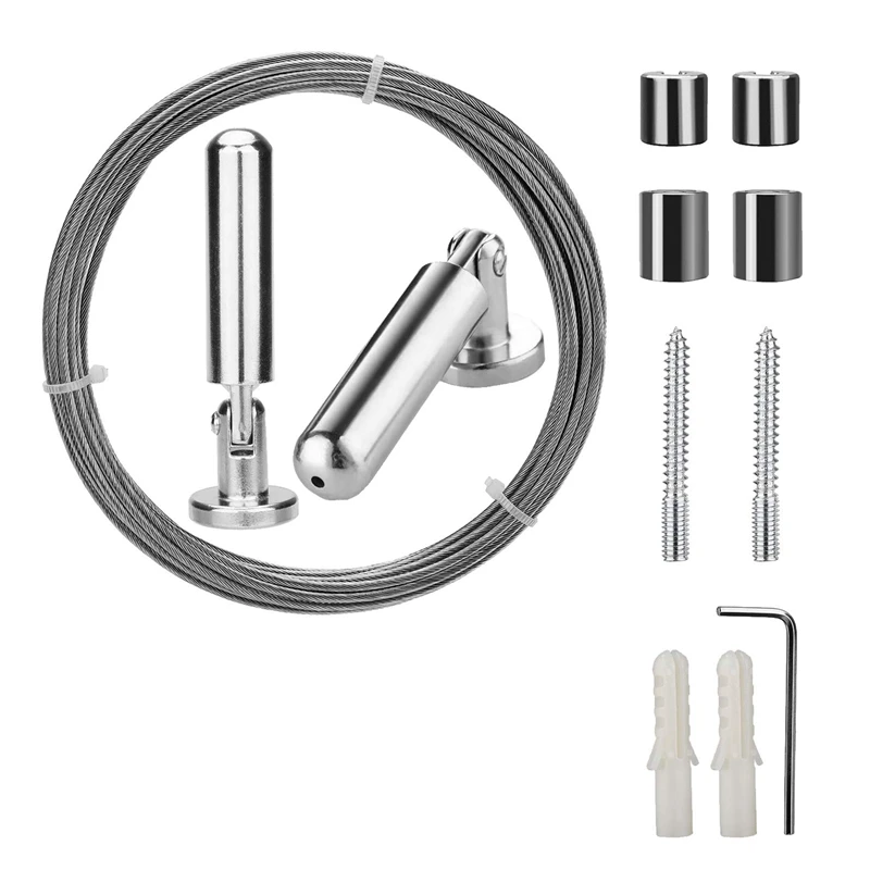 Wall Mount Curtain Wire Rod Set for Art Display - Stainless Steel Photo Hanging Clothesline Window Tension Wir | Дом и сад