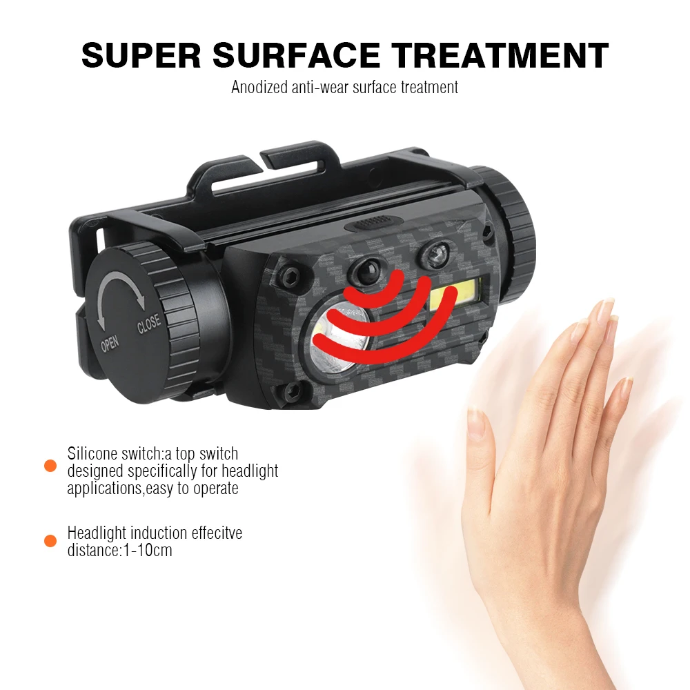 US $18.72 BORUiT XML2 COB LED Headlamp 800LM IR Motion Sensor Headlight Rechargeable 18650 Waterproof Head Torch For Camping Hunting