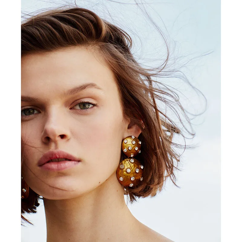 Модные золотые висячие серьги CWEEL для женщин Длинные винтажные массивные