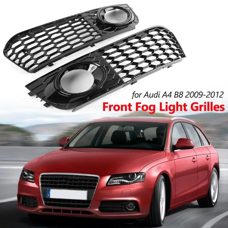 

Front Fog Light Grilles Open Vent Honeycomb Mesh Grills Delicate Design Multi-function Skillful for Audi A4 B8 09-12