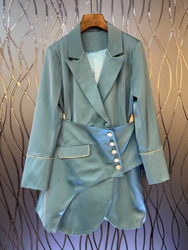 

2020 Early Autumn New Women's Girdle Irregular Stitching Decorations Lapel Long-Sleeved Dress 804