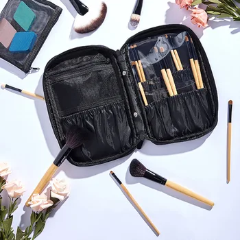 

Cosmetic Case Makeup Brush Organizer Portable Large Capacity Makeup Artist Case with Belt Holder H66