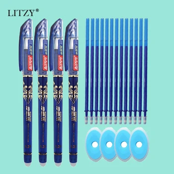 

25Pcs/Set 0.38mm 0.5mm Blue Ink Gel Pen Erasable Refill Rod Erasable Pen Washable Handle School Writing Stationery Gel Ink Pen