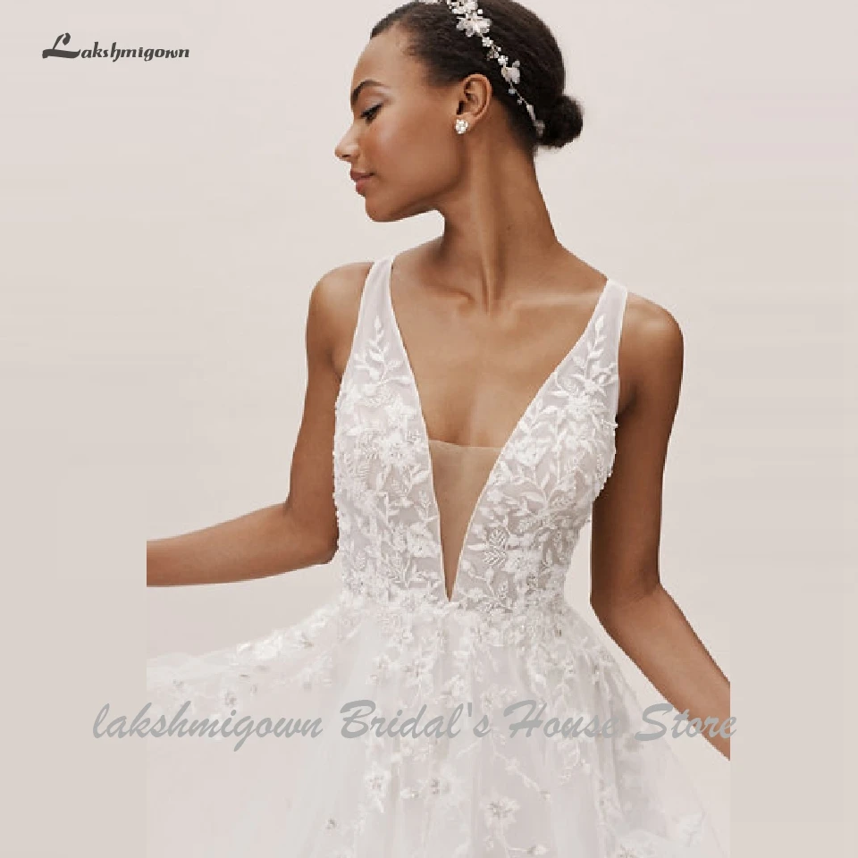 Lakshmigown сексуальное пляжное свадебное платье-бохо Robe De Mariage Femme довольно Свадебное платье V образный вырез с открытой спиной Кружева Свадебные платья