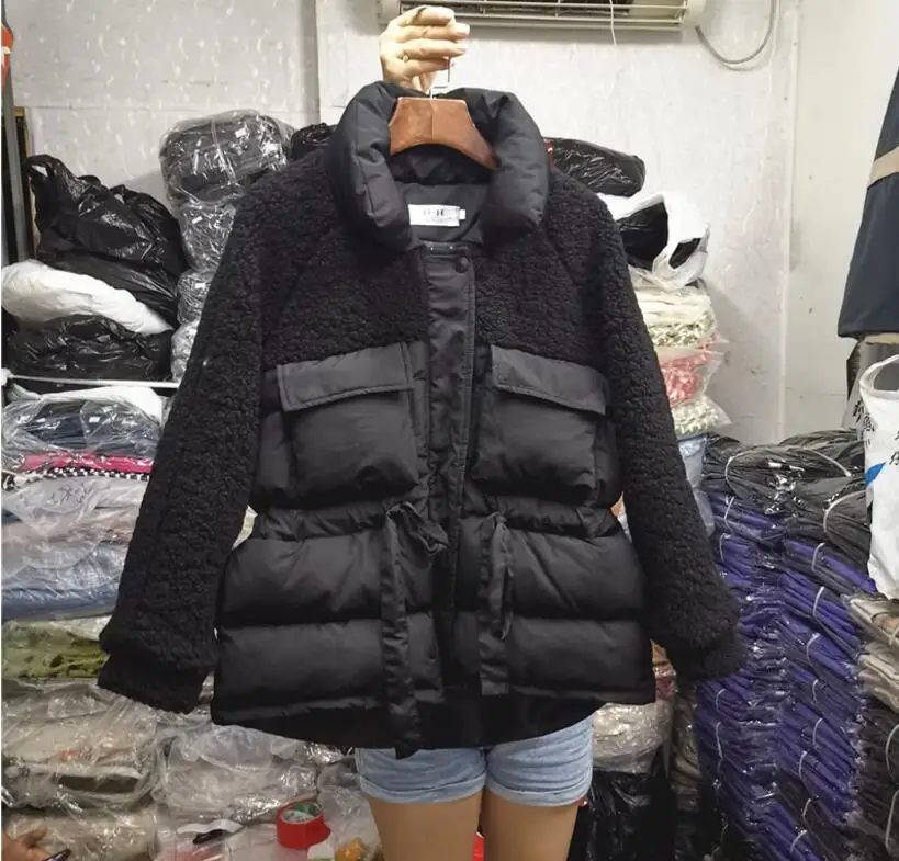 Пальто из овечьей шерсти, женское осеннее и зимнее пальто, новинка, Корейская куртка с хлопковой подкладкой, приталенное пальто из овечьей шерсти, свободные парки