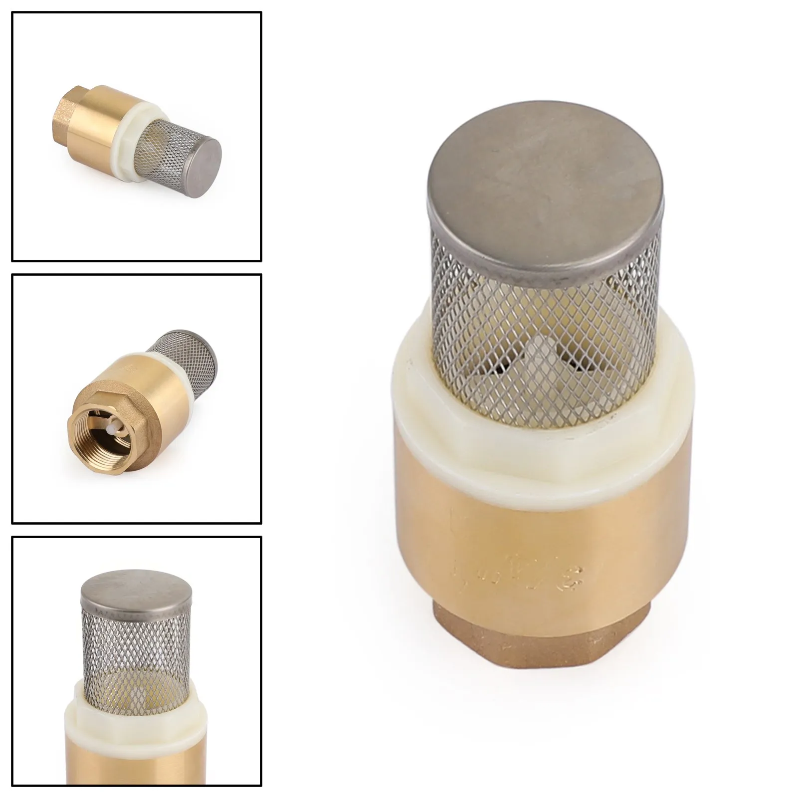 

Areyourshop 3/4 "DN20 NPT Встроенный обратный ножной клапан латунный пружинный с фильтром 200 PSI