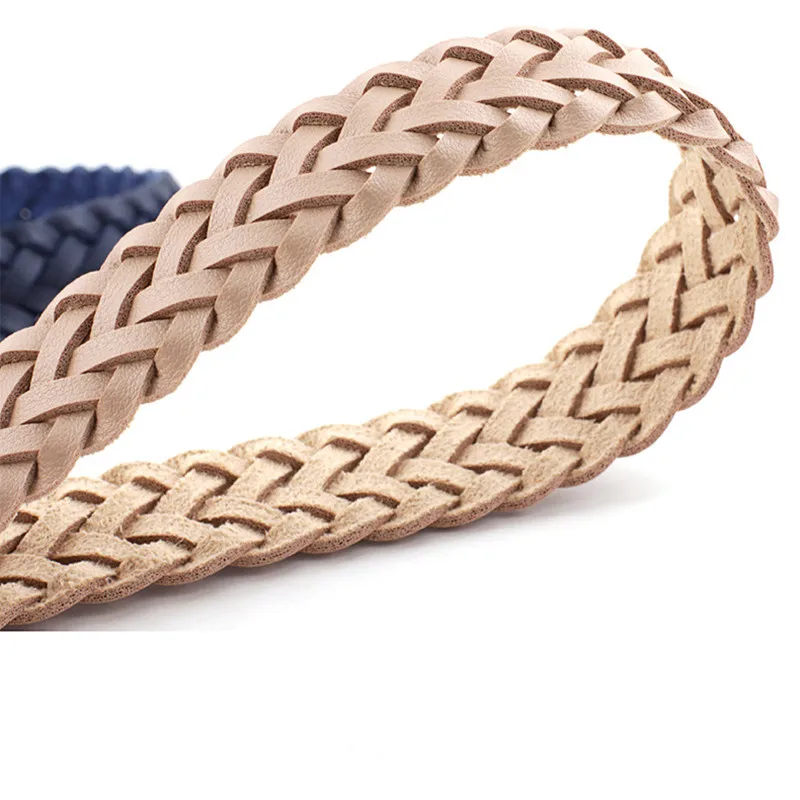 Women's PU Leather Braided Belt Golden Square Pin Buckle Belt New Fashion Causal Jeans Dress Waistband 2.3cm Thin Belt